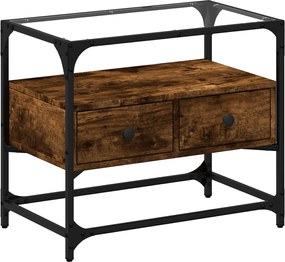 vidaXL Dulap TV blat sticlă stejar fumuriu 60x35x51 cm lemn prelucrat