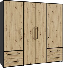 Dulap, stejar artisan/negru, MOSKA TYP 2