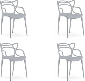 Set 4 scaune din plastic KATO, gri deschis