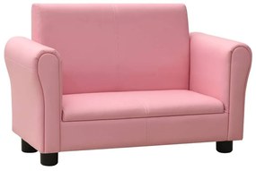 Canapea pentru copii cu taburet, roz, piele ecologica Roz