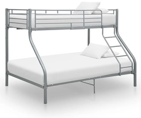 vidaXL Cadru de pat supraetajat, gri, 140 x 200/90 x 200 cm, metal