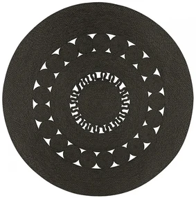 Covor rotund din iuta MAYA 100 cm, negru