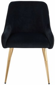 HR920 Scaun cu picioare aurii Neagră din Catifea