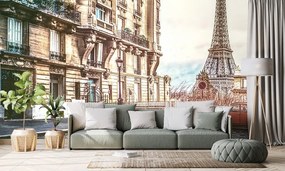 Tapet autoadeziv vedere la Turnul Eiffel de pe strada Parisului