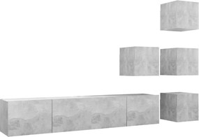 vidaXL Set de dulapuri TV, 6 piese, gri beton, lemn prelucrat