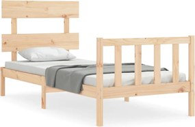 vidaXL Cadru de pat cu tăblie single mic, lemn masiv