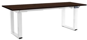Masă înălțime reglabilă OfficeTech Strong 200 x 80 cm, picioare albe, wenge