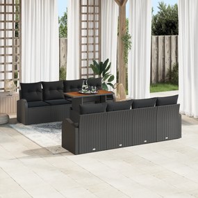 vidaXL Set de canapele pentru grădină 7 pcs Negru 100 x 55 x 73 cm