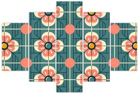 Tablou - Model retro cu flori (150x105 cm)