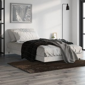 832201 vidaXL Cadru de pat, gri beton, 90x190 cm, lemn prelucrat