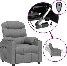 vidaXL Fotoliu de masaj electric rabatabil, gri deschis, textil