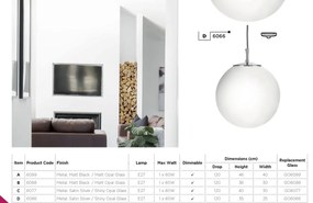 Lustra / Pendul design modern 35cm Atom black / opal 6099 SRT