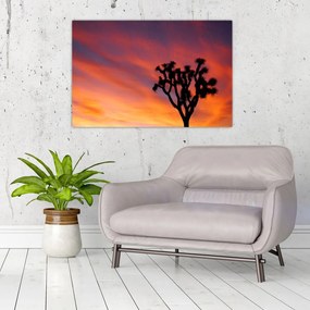 Tablou apus de soare deasupra siluetei unui copac (90x60 cm)