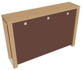 Dulap mediu Verno+ S 200 x 46 x 130 cm, uși de sticlă, stejar deschis / maro