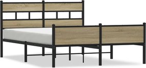 vidaXL Cadru pat fără saltea, stejar sonoma 137x190 cm lemn prelucrat