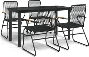 vidaXL Set mobilier de grădină, 5 piese, negru, ratan PVC