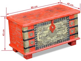 Cufar depozitare din lemn de mango, 80x40x45 cm, rosu 1, Rosu, 80 x 40 x 45 cm