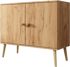 Comodă cu doua usi, 100x42x85 cm, Deri, ADRK Furniture (Culoare: Alb / Alb)