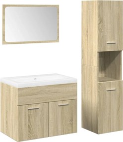 vidaXL Set mobilier de baie, 4 piese, stejar sonoma, lemn prelucrat