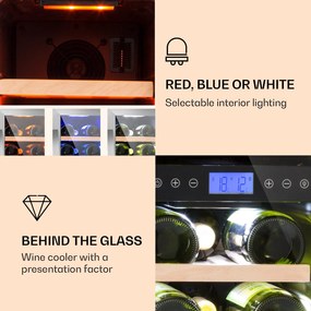Vinovilla Duo 17, răcitor de vinuri cu două zone, frigider, 53l, 17 de sticle, iluminare LED cu 3 culori, ușă de sticlă