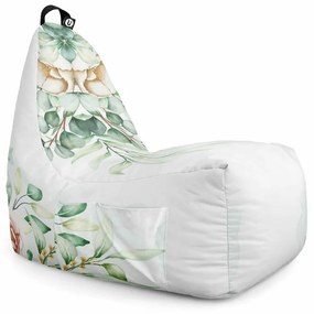 Fotoliu Puf Bean Bag tip Chill XL, Floral Alb