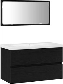vidaXL Set de mobilier pentru baie 3 pcs Stejar Negru Lemn compozit