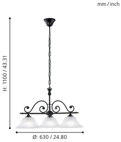 Lustră pe lanț Eglo 91005 MURCIA 3xE27/60W/230V