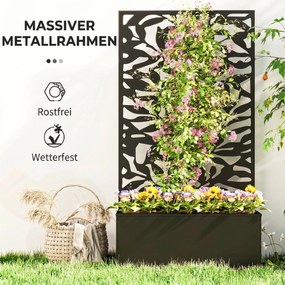Outsunny Ghiveci cu spallier pentru plante cățărătoare din oțel, montare pe perete sau pe podea, 61x23x113 cm, negru | Aosom Romania