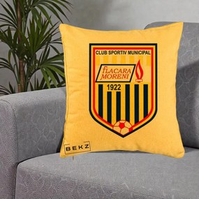 Perna Personalizata CSM Flacara Moreni 1922 Fotbal, 40x40 cm, Galben, Husa Detasabila, Perna Inclusa, BEKZ®