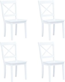 vidaXL Scaune de bucătărie, 4 buc., alb, lemn masiv de hevea