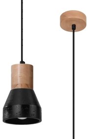 Lustră pe cablu QUBIC 1xE27/60W/230V neagră beton/lemn Sollux SL.0963