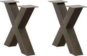 vidaXL Picioare pentru masă de cafea în formă de X, 2 buc., oțel natural, 50x(42-43) cm