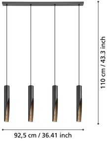 Lustră LED pe cablu Eglo 901733 BARBOTTO 4xGU10/4,5W/230V 3000K negru/maro