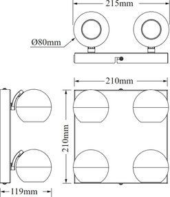 Osram - Spot SPHERAL 4xGU10/6W/230V negru