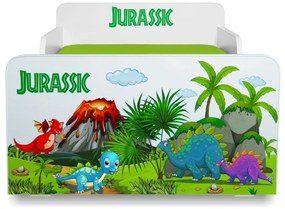 Pat copii Jurassic 2-8 ani + saltea 140x70x12 cm + husa impermeabila
