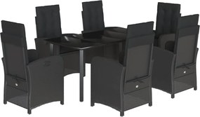 vidaXL Set mobilier de grădină cu perne, 7 piese, negru, poliratan