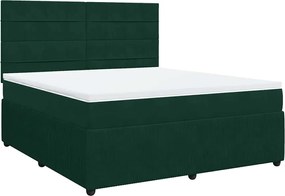 vidaXL Pat box spring cu saltea, verde închis, 180x200 cm, catifea