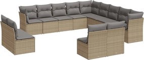 vidaXL Set canapele de grădină cu perne, 12 piese, bej, poliratan