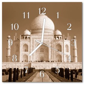 Ceas de perete din sticla pătrat Taj Mahal Arhitectura Sepia
