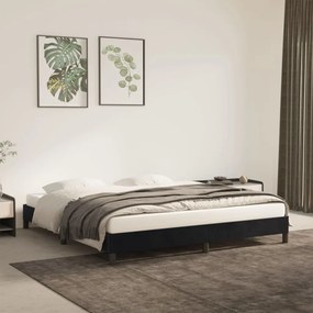 Cadru de pat, negru, 160 x 200 cm, catifea Negru, 25 cm, 160 x 200 cm