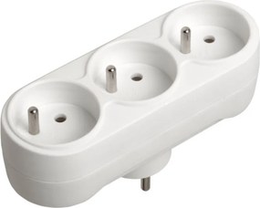 Adaptor triplu GTV pentru priză, 1 la 3 prize tip French, alb Alb, 3600 W