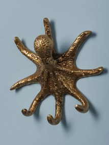 Cuier de perete decorativ, din alama Octopus