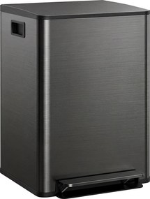 HOMCOM Coș de gunoi de bucătărie 2 compartimente 2 x 30L, oțel inoxidabil, capac cu închidere silențioasă, 47,7x37,5x66,8cm, negru | Aosom Romania