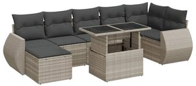 3326683 vidaXL Set mobilier de grădină cu perne, 8 piese gri deschis poliratan