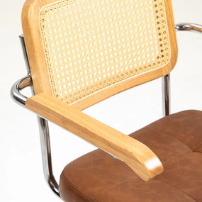 HOMCOM Scaun de birou fotoliu de birou funcție basculantă înălțime reglabilă șezut pivotant 60l x 55,5P x 82-90H cm maro | Aosom Romania