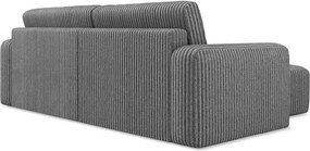Colțar gri extensibil/cu spațiu de depozitare cu tapițerie din catifea reiată (cu colț pe partea stângă/cu șezlong) Kona – Makamii