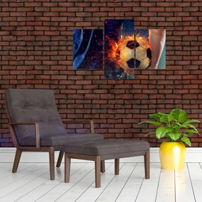 Tablou - Minge de fotbal în flăcări (90x60 cm)