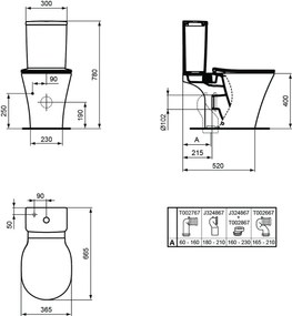 Rezervor ceramica Ideal Standard Connect Air Cube, 3/4.5 L, alimentare inferioara - E073401
