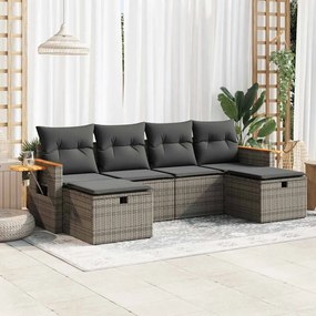 vidaXL Set mobilier grădină cu perne, 6 piese, gri, poliratan