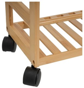 Etajeră pe roți în culoare naturală din bambus 44x75 cm – Casa Selección